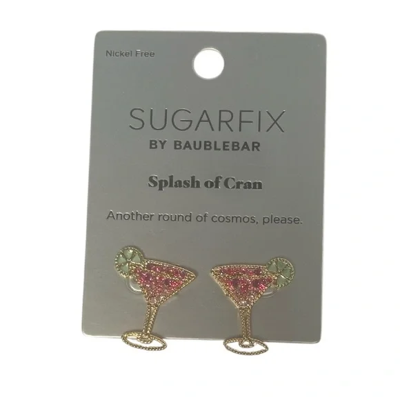 Sugarfix by BaubleBar Cosmopolitan Cocktail Earrings NWT - Picture 1 of 3